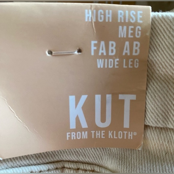 NEW w/TAGS KUT from the KLOTH HIGH RISE MEG FAB AB WIDE LEG in ECRU Size 18P - Picture 6 of 9